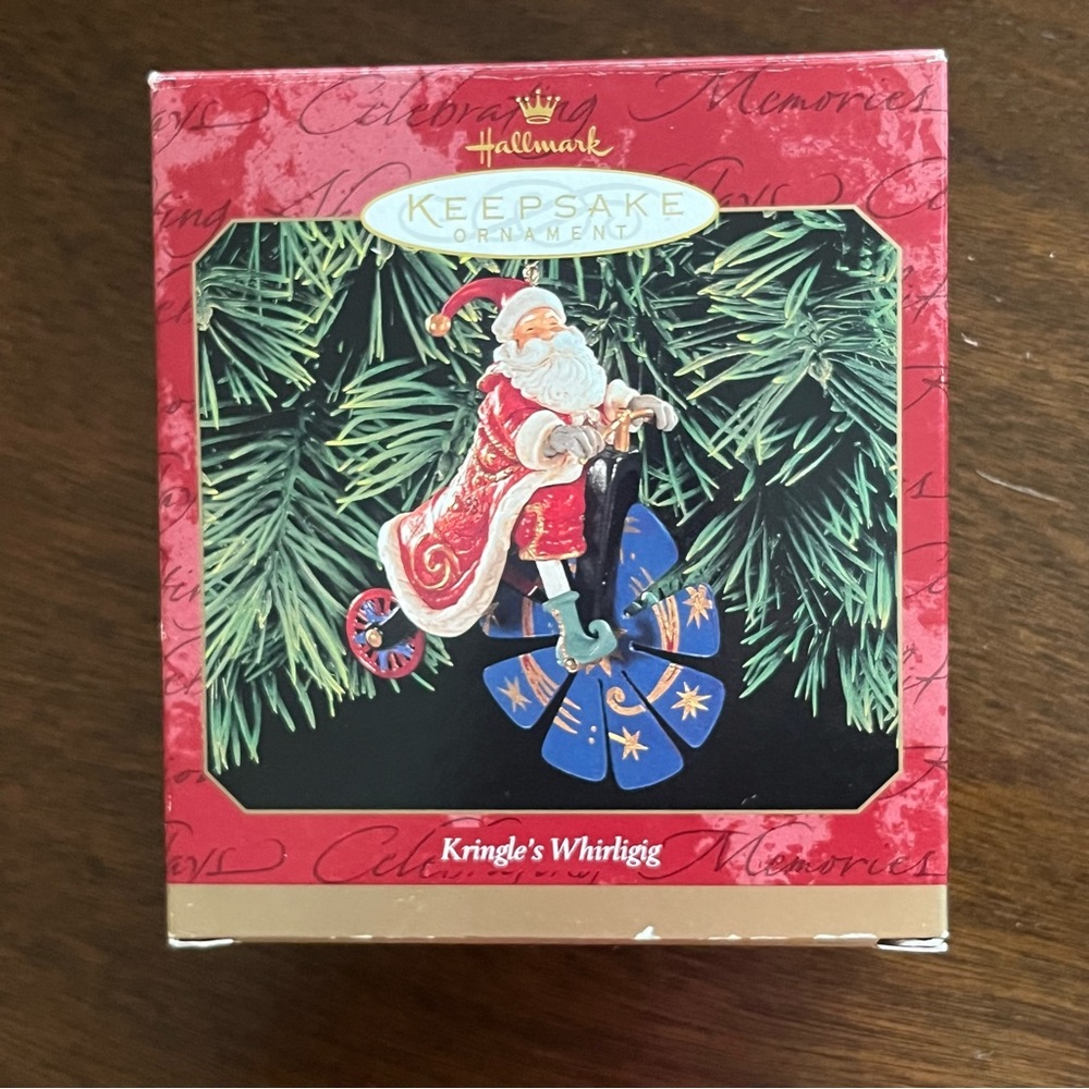 Hallmark Keepsake Ornament 1999 Kringle’s Whirligig Ken Crow Santa Bicycle Rare
